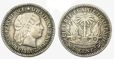 Haiti 10 Centim, 1881 Gümüş 2.50 gr