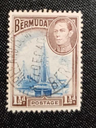 İngiliz Sömürgesi Bermuda _ 1938 _Kral George VI _ Damgalı pul