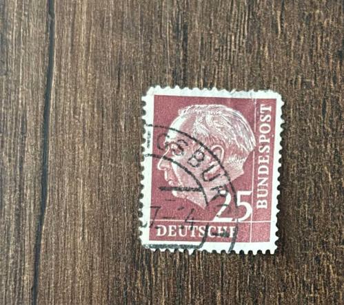 Almanya Pulu - Germany Stamp - Postadan Geçmiş Pul Filateli - DAMGALI - DR. THEODOR HEUSS TEMALI PUL , 25 PARA - YABANCI PULLAR, NOSTALJİK DOĞUM GÜNÜ HEDİYESİ
