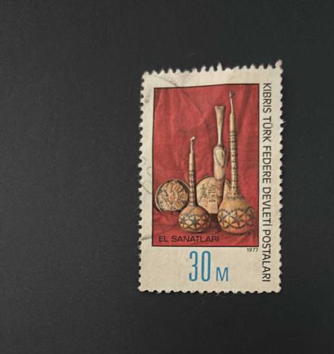 Kıbrıs Pulu - Cyprus Stamp - Postadan Geçmiş Pul Filateli - DAMGALI - EL SANATLARI TEMALI PUL, 30 PARA - KIBRIS TÜRK FEDERE DEVLETİ POSTALARI -NOSTALJİK DOĞUM GÜNÜ HEDİYESİ