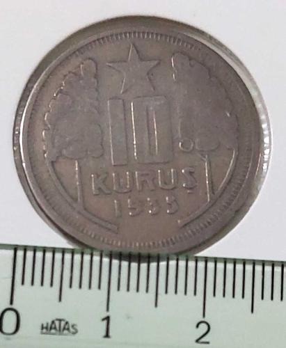 1935 10 KURUŞ ORİJİNAL MADENİ PARASI QQ2UU1A EN NADİR TARİHLİSİ