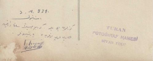 TURAN FOTOĞRAFHANESİ / TEYZE KIZI İLE ÇEKİLMİŞ ARKASI OSMANLICA YAZILI FOTOĞRAF...