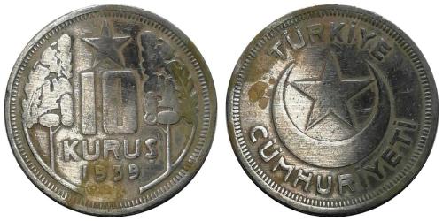 1939 Yılı 10 Kuruş ÇÇT