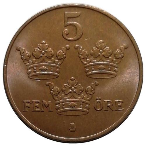İsveç 1950 Yılı 5 Öre ÇİL (+)