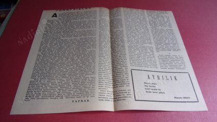 Yaprak Fikir Sanat Gazetesi, 1 Mart 1950, Sayı 21 (Şiir yolu ile tanıtma...)- Tıpkıbasım Orhan Veli (sahibi)