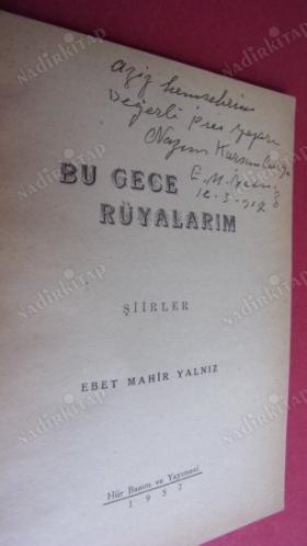 Bu Gece Rüyalarım İLK BASKI] İMZALI