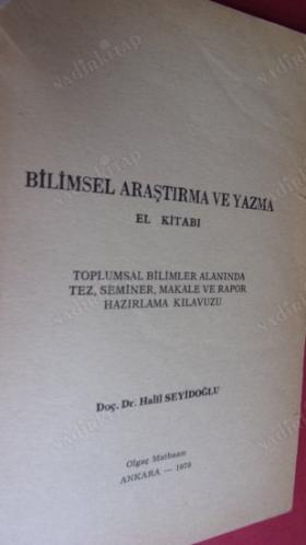 BİLİMSEL ARAŞTIRMA VE YAZMA EL KİTABI