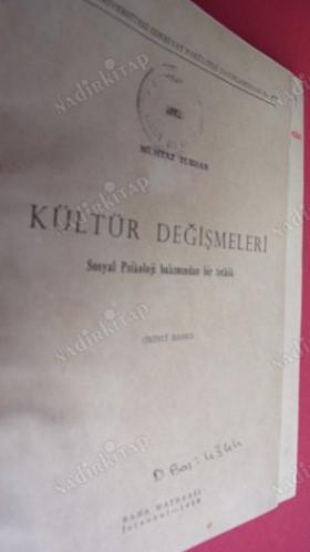 KÜLTÜR DEĞİŞMELERİ - Sosyal Psikoloji Bakımından Bir Tetkik (2. Baskı)