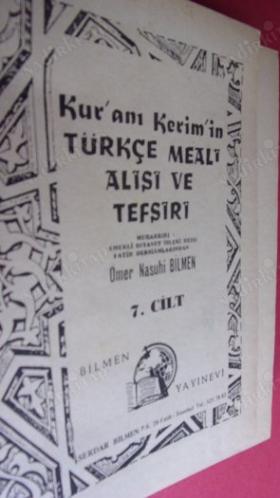 KUR'ANI KERİM'İN TÜRKÇE MEALİ ALİSİ VE TEFSİRİ -CİLT-7