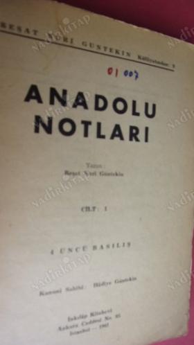 ANADOLU NOTLARI CİLT 1