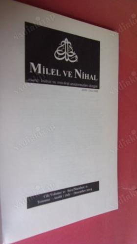 Milel ve Nihal (İnanç, Kültür ve Mitoloji Araştırmaları Dergisi) Cilt 11 Sayı 2 Temmuz-Aralık 2014