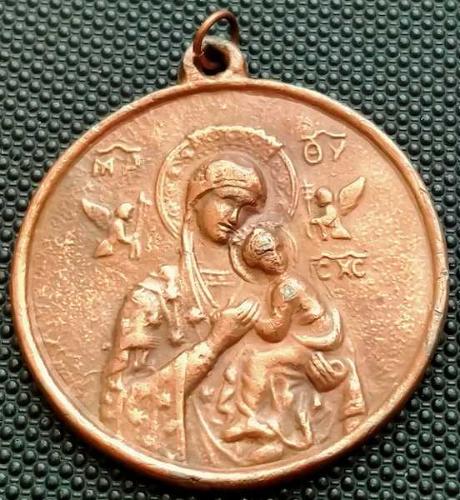 AVRUPA HZ. MERYEM VE HZ. İSA TASVİRLİ BRONZ KOLYE UCU 35 mm