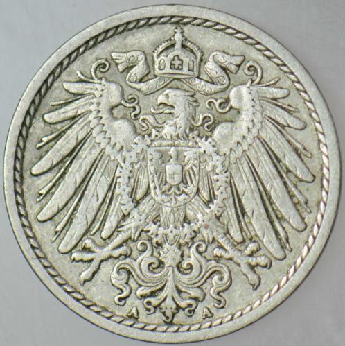 ALMANYA 5 PFENNİG 1912 A. II. WİLHELM DÖNEMİ.