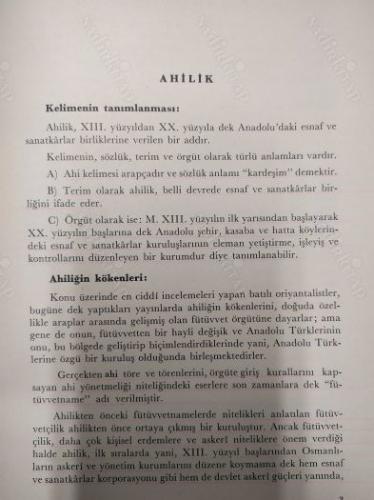 Bir Türk Kurumu Olan Ahilik