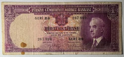 2.Emisyon 1.Tertip İnönü 1 Lira Çok Temiz Natural Kondisyonda Koleksiyonluk Eski Para