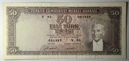 5.Emisyon 7.Tertip 50 Türk Lirası Çok Çok Temiz Kondisyonda Koleksiyonluk Eski Para
