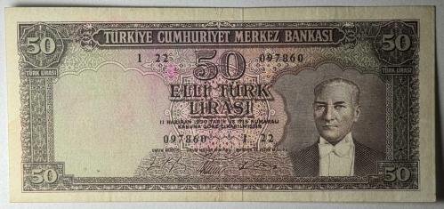 5.Emisyon 6.Tertip 50 Türk Lirası Çok Çok Temiz Kondisyonda Koleksiyonluk Eski Para