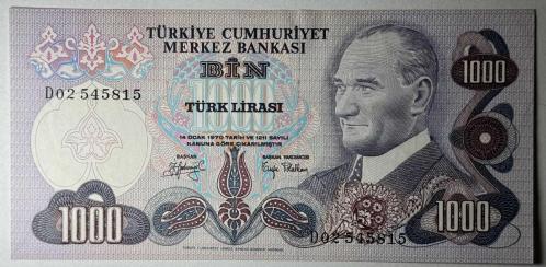 6.Emisyon 1000 Türk Lirası D02 545815 Çil Kondisyonda Koleksiyonluk Eski Para