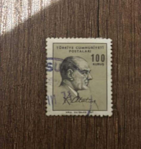 Türk Pulu - Turkish Stamp -  Postadan Geçmiş Pul Filateli - 1971 DAMGALI - ATATÜRK TEMALI PUL, 100 KURUŞ - Türkiye Cumhuriyeti - NOSTALJİK DOĞUM GÜNÜ HEDİYESİ