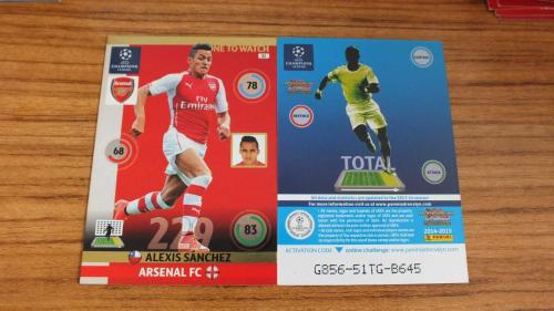 Panini Champions League 2014-15 Alexis Sánchez Arsenal FC One to watch card No:52