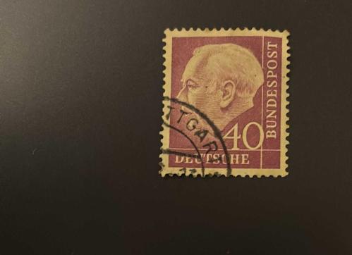 Almanya Pulu - Germany Stamp - Postadan Geçmiş Pul Filateli - DAMGALI -  DR. THEODOR HEUSS TEMALI PUL , 40 PARA - YABANCI PULLAR, NOSTALJİK DOĞUM GÜNÜ HEDİYESİ