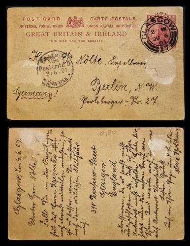 +++ İNGİLTERE & İRLANDA POSTCARD       1901    - DAMGALI , HALİYLE