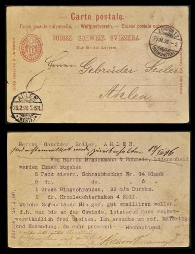 +++ İSVİÇRE POSTCARD       1896    - DAMGALI , HALİYLE
