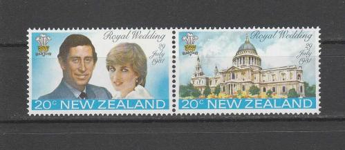 KRALİYET - 1981 Yeni Zelanda İngiliz Kraliyet Ailesi Prens Charles ve Lady Diana Düğünü Tam Seri MNH