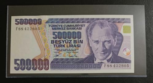 7. EMİSYON F SERİSİ 500.000 LİRA ÇİL KONDİSYONDA