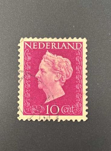 Hollanda Pulu - Nederland Stamp - Postadan Geçmiş Pul Filateli - Damgalı - KRALİÇE WILHELMİNA TEMALI PUL, 10 PARA - YABANCI PULLAR -NOSTALJİK DOĞUM GÜNÜ HEDİYESİ