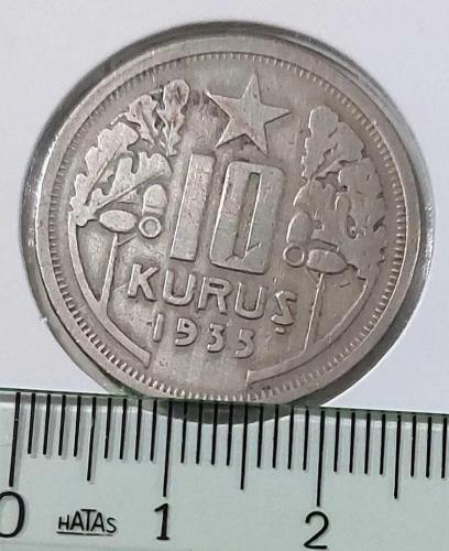 1935 10 KURUŞ ORİJİNAL MADENİ PARASI H2WW1 EN NADİR TARİHLİSİ