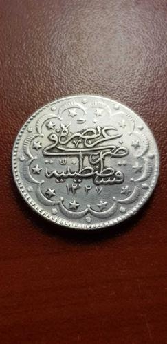 SULTAN MEHMET REŞAT HAM DÖNEMİ GÜMÜŞ NADİR R 10 KURUŞ 1327/9 CÜLUS R NADİR TASTAN ÇIKMADIR
