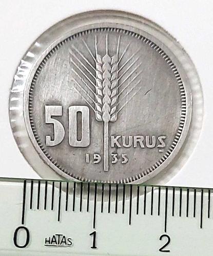 1935 YILI ORİJİNAL GÜMÜŞ 50 ELLİ KURUŞ AA2UU1 ÇOK NADİR