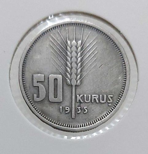 1935 YILI ORİJİNAL GÜMÜŞ 50 ELLİ KURUŞ AA2UU1 ÇOK NADİR