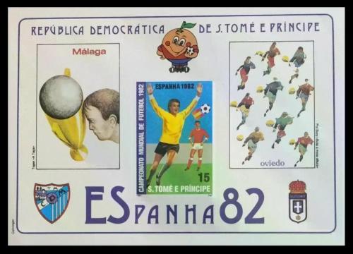 S.TOME PRINCIPE 1982 FIFA Dünya Kupası  ( İspanya ) - 7 ADET  FUTBOL konulu Perforesiz  MNH DAMGASIZ BLOK PUL   - Pul  Koleksyonu TAM SET   -  YABANCI Posta Pulu  Futbol