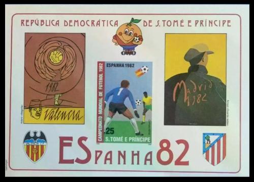 S.TOME PRINCIPE 1982 FIFA Dünya Kupası  ( İspanya ) - 7 ADET  FUTBOL konulu Perforesiz  MNH DAMGASIZ BLOK PUL   - Pul  Koleksyonu TAM SET   -  YABANCI Posta Pulu  Futbol