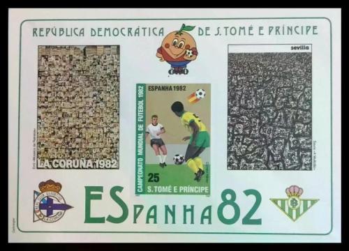 S.TOME PRINCIPE 1982 FIFA Dünya Kupası  ( İspanya ) - 7 ADET  FUTBOL konulu Perforesiz  MNH DAMGASIZ BLOK PUL   - Pul  Koleksyonu TAM SET   -  YABANCI Posta Pulu  Futbol