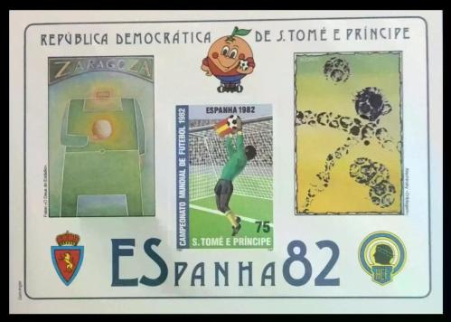 S.TOME PRINCIPE 1982 FIFA Dünya Kupası  ( İspanya ) - 7 ADET  FUTBOL konulu Perforesiz  MNH DAMGASIZ BLOK PUL   - Pul  Koleksyonu TAM SET   -  YABANCI Posta Pulu  Futbol