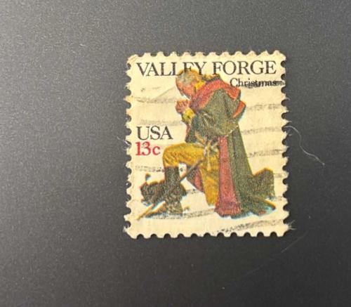 Amerika Birleşik Devletleri Pulu - USA Stamp - Postadan Geçmiş Pul Filateli - Damgalı - Eski Başkan Washington'u Valley Forge'da Tasvir Eden Noel Temalı Pul , 13 PARA - YABANCI PULLAR - NOSTALJİK DOĞUM GÜNÜ HEDİYESİ