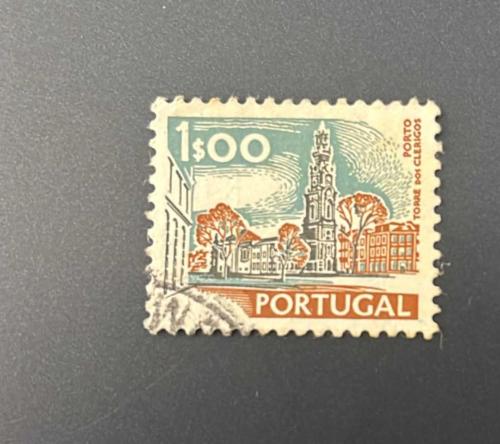 Portekiz Pulu - Portugal stamp - Postadan Geçmiş Pul Filateli - Damgalı - Clérigos Kilisesi ve Kulesi Temalı Pul, 1.00 PARA  - YABANCI PULLAR - NOSTALJİK DOĞUM GÜNÜ HEDİYESİ