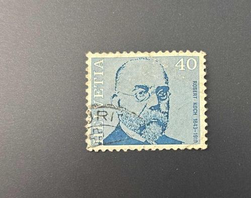 İsviçre Helvetya Pulu - Helvetia Stamp - Postadan Geçmiş Pul Filateli - DAMGALI - ALMAN DOKTOR ROBERT KOCH  ( 1843-1910 ) TEMALI PUL, 40 PARA - YABANCI PULLAR -NOSTALJİK DOĞUM GÜNÜ HEDİYESİ