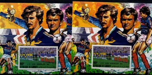 Cibuti  Futbol 1984 Los Angeles Yaz Olimpiyatları  2 Adet Perforesiz+Perforeli MNH DAMGASIZ BLOK PUL   - Pul  Koleksyonu TAM SERİ  -  YABANCI Posta Pulu  Olimpiyat Spor Futbol Tematik Blok Pul