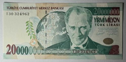 7. Emisyon 20 Milyon Türk Lirası I30 324962 Çil Kondisyonda Koleksiyonluk Eski Para
