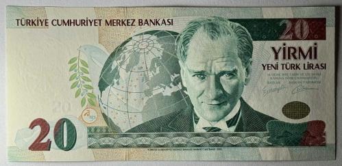 8. Emisyon 20 YTL Yeni Türk Lirası B27 476507 Çil Kondisyonda Koleksiyonluk Eski Para
