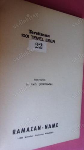 RAMAZANNAME 1826 YILINDAN RAMAZAN MANİLERİ