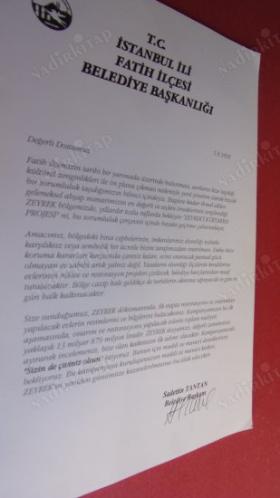 İSTANBUL FATİH-ZEYREK .. SİZİN DE BİR ÇİVİNİZ OLSUN . ( BAŞKANDAN - İMZALI -