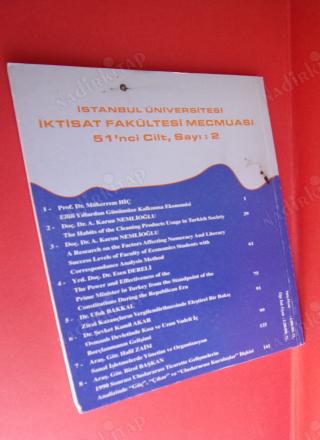 İSTANBUL ÜNİVERSİTESİ İKTİSAT FAKÜLTESİ MECMUASI CİLT :51- SAYI 2 2001
