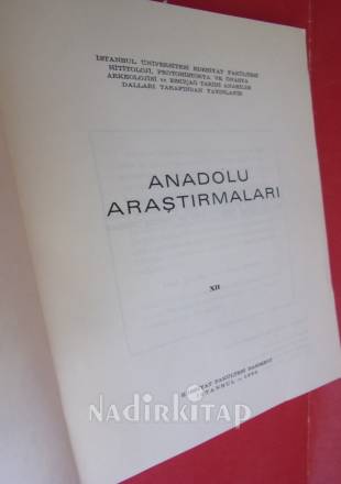 ANADOLU ARAŞTIRMALARI SAYI XII 1990