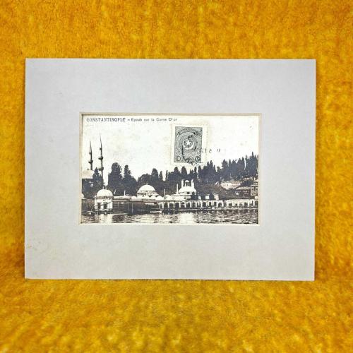 ÇERÇEVELİ OSMANLI DÖNEMİ EYÜP HALİÇ KARTPOSTAL ,  SELMAN MOUHTAR 14, Missirli Oglou KADI-KEUY - CONSTANTINOPLE MÜHÜRLÜ