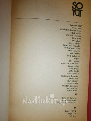 SOYUT Öncü Edebiyat Dergisi (73-1974) Amatörlük profesyonellik ve amatörce iki çalışma-Çevirinin sorunları-Mahur Beste